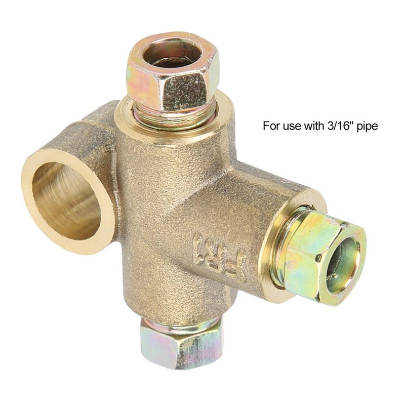 Aramox Inverted Female Tee, 3 Way T-Shape Brake Tee With 3 Male Nuts Short Union M10 3/16in Pipe 10mm - Image 2